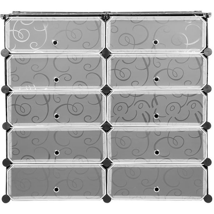 Armoire à Chaussures - YGONGMYL - 10 Cubes - Noir - Rangement Pratique et Modulable