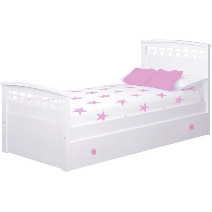 lits pour enfants bainba lit gigogne étoiles, 105 x 190 cm, rose 376980