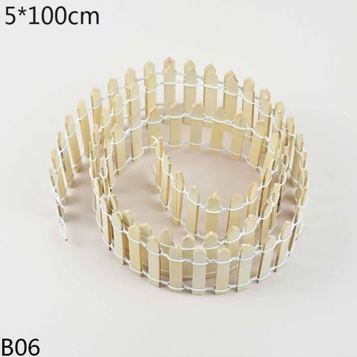 2 Pièces Brun Miniature Clôture En Bois, Mini Clôtures En