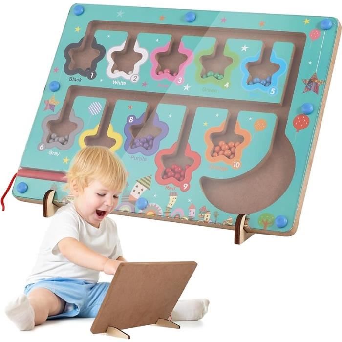 Jeu Montessori En Bois - Blocs Géométriques Colorés - Puzzle Formes & Empilage - Pour Enfants 2-4 Ans