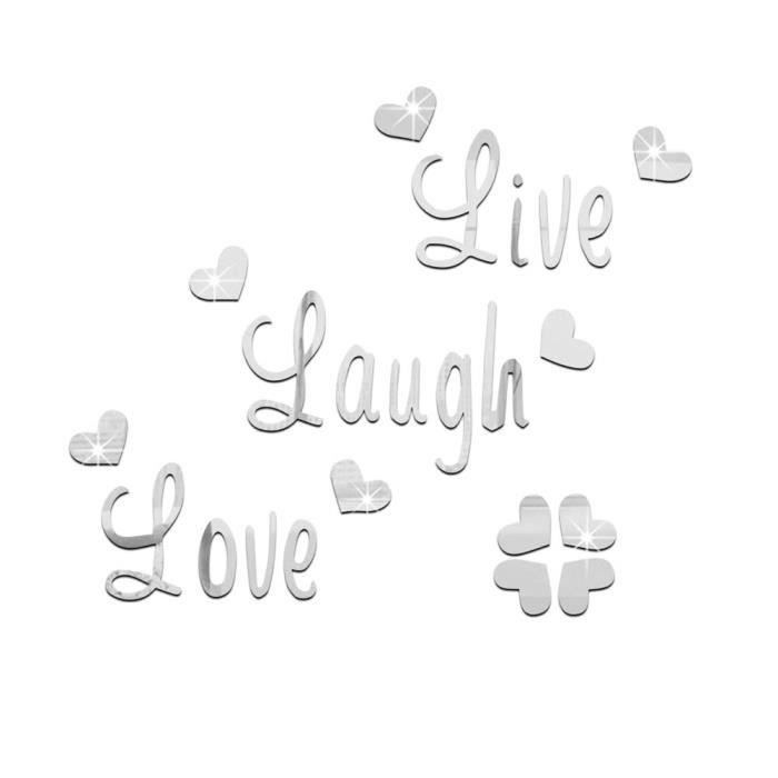 Live Rire Amour Citation Mur Amovible Stickers Miroir Autocollant Art Bricolage Maison Decor Cdiscount Maison
