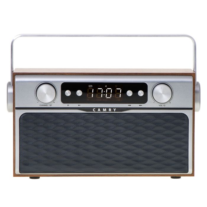 Radio Bluetooth Rétro Tuner FM MP3 Port USB et Carte SD sans Fil Portable Camry CR1183 Brun