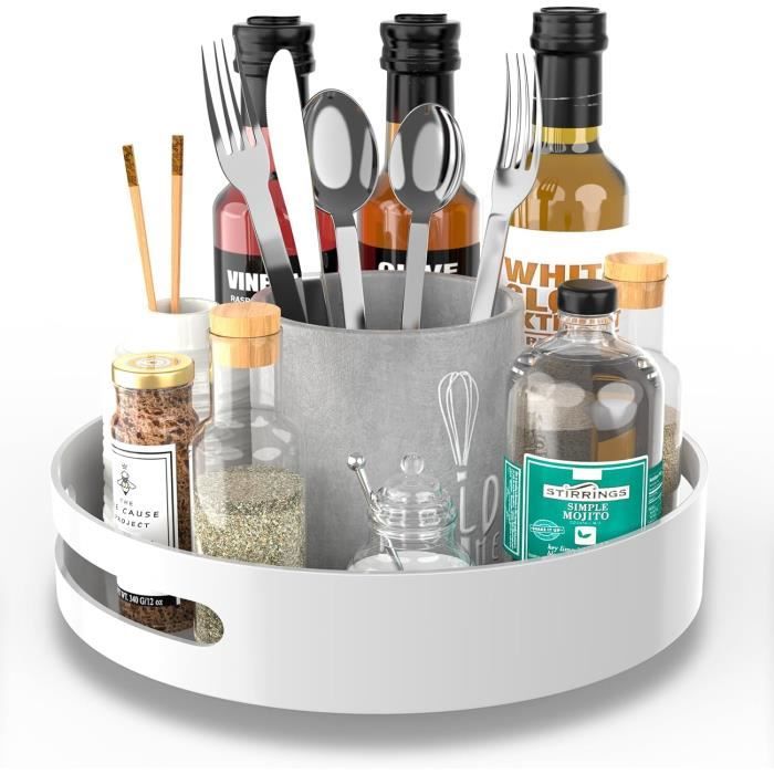 2 Plateaux Tournants Lazy Susan 28 Et 22 Cm - Organisateur Rotatif 360° Pour Frigo, Placard, Salle De Bain