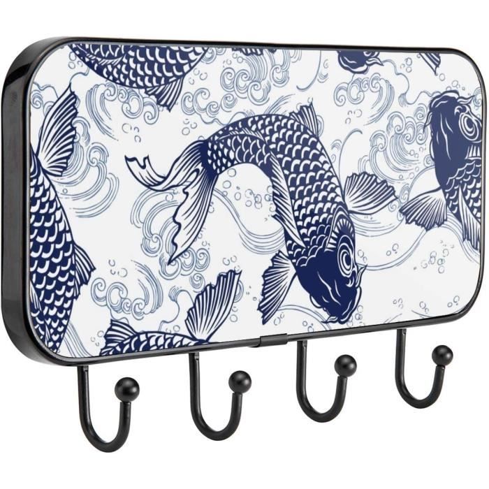 Porte-Clés En Bois Naturel Gravé Carpe Koi - Symbole De Force Et Porte-Bonheur Japonais