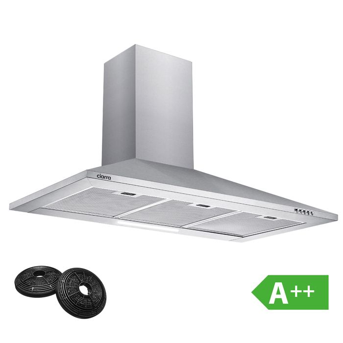 CIARRA Hotte Aspirante 90cm Classe A 370 m³/h 3 Vitesses Evacuation &  Recyclage avec 2pcs Filtre à charbon INOX - Cdiscount Electroménager