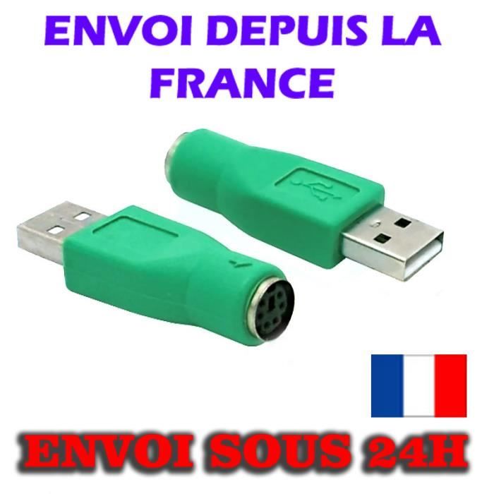 Adaptateur PS/2 Vers USB - Neuf - Pour Clavier Ou Souris Anciens - Violet
