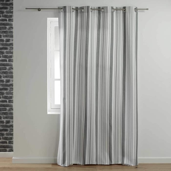 Rideaux Rayure Gris Et Blanc Achat Vente Pas Cher