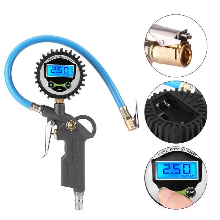 Manomètre Numérique Pneu 220 PSI – Pistolet Gonfleur Portable Avec Accessoires, Pour Voiture, Moto, Vélo