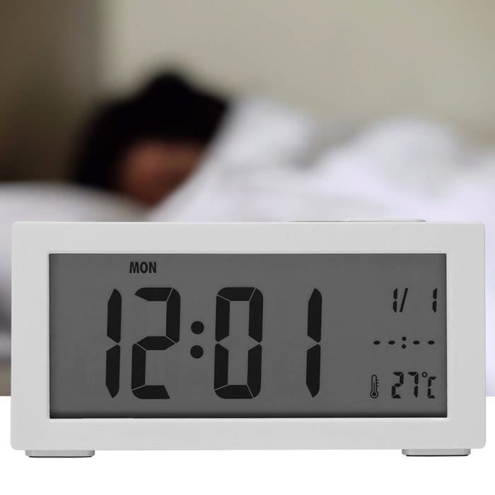 Horloge Numérique, Plus Grande Lcd Affichage Rétro-Éclairé, Réveil Montrant La Température