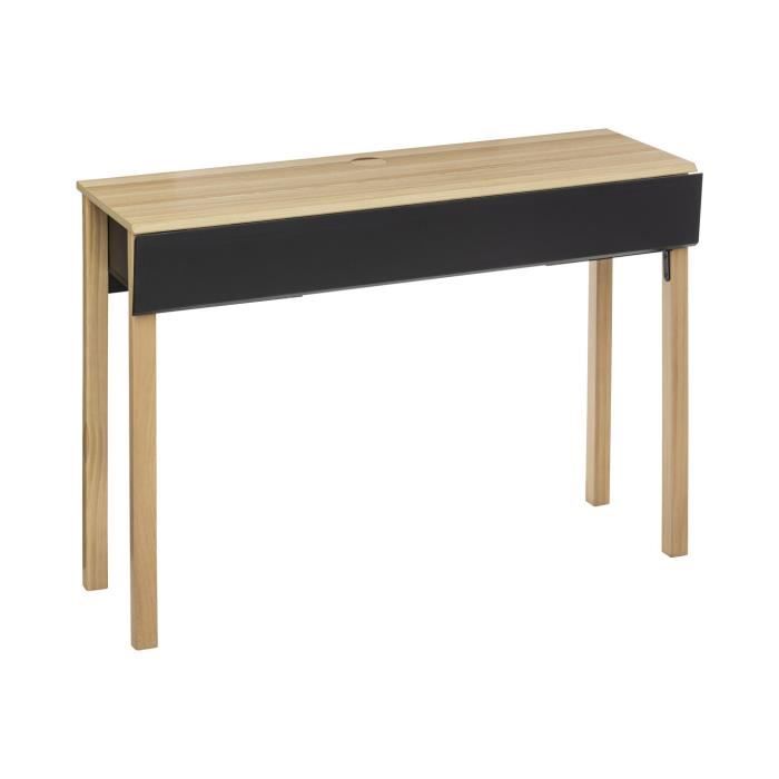 meuble console extensible et bureau en bois beige et gris - five - h 80 cm - 3 cavités - 100 kg