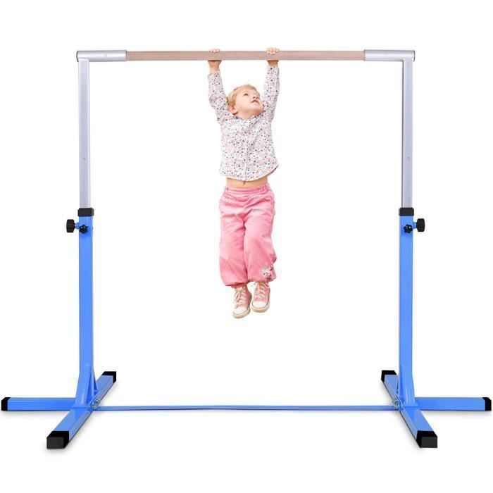 ToyKraft Barre de gymnastique pour enfants, hauteur réglable de 0,9 à 1,5  m, barre de gymnastique junior pour la maison, barre d'entraînement  horizontale athlétique pour gymnastes, extensible pour enfants et adultes,  rose 