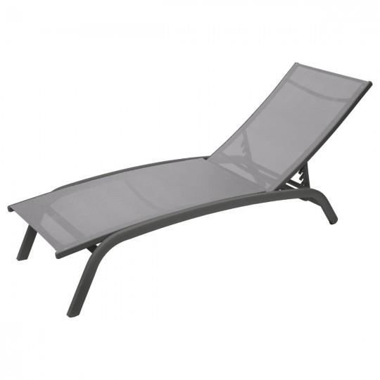 transat en texaline bonao galet/graphite - hespéride - inclinable sur 4 positions - aluminium - meuble de jardin