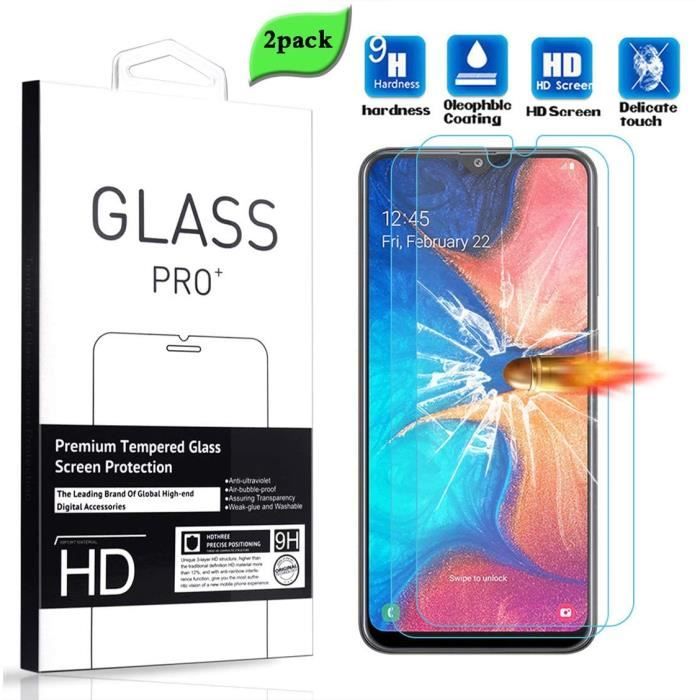 Compatible avec Samsung Galaxy A20 Verre Trempé, 2 Pièces HD Transparent  Ultra Résistant Glass Protecteur Film de Protection - Cdiscount Téléphonie