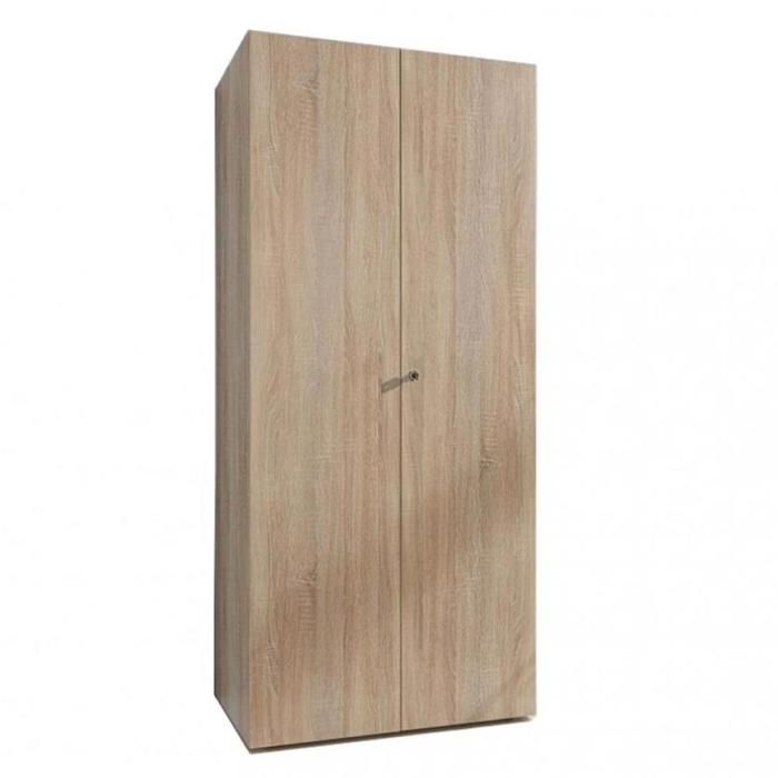Armoire de rangement avec serrure LUND 2 portes chêne naturel 80 x 40