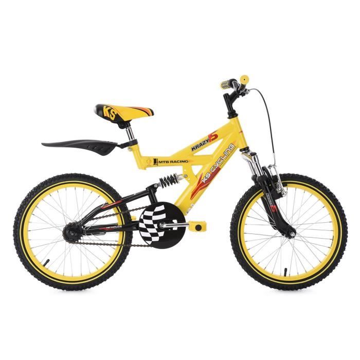 VTT enfant 18 Krazy jaune TC 32 cm KS Cycling Cdiscount Sport