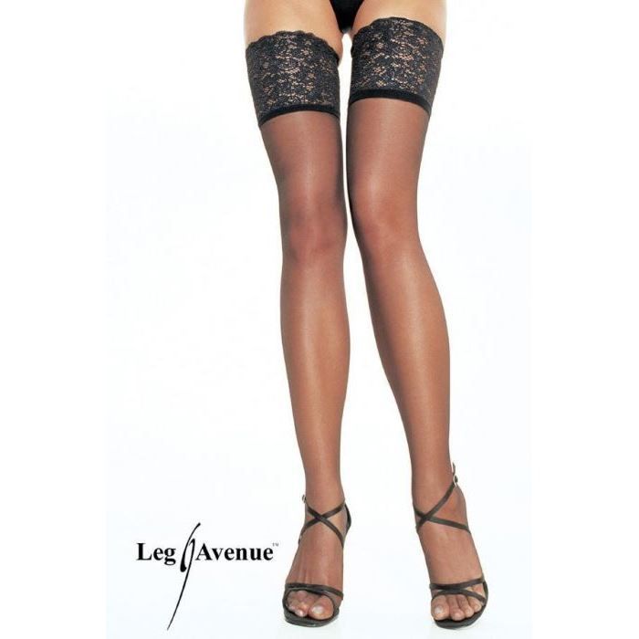 Leg Avenue Bas Autofixants Avec Porte-Jarretelles Pour Femmes - Taille Unique Noir