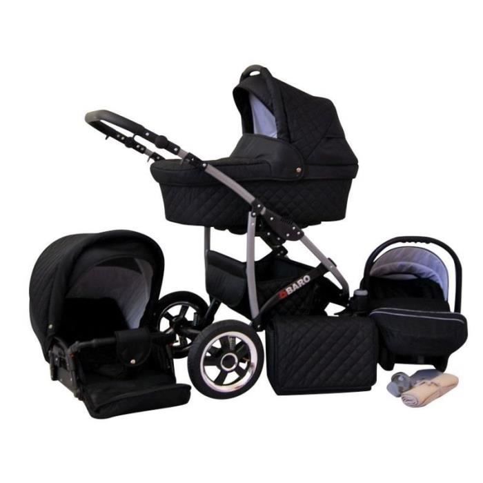 Lux4kids Poussette combin e 3en1 roues pivotantes avec Si ge auto