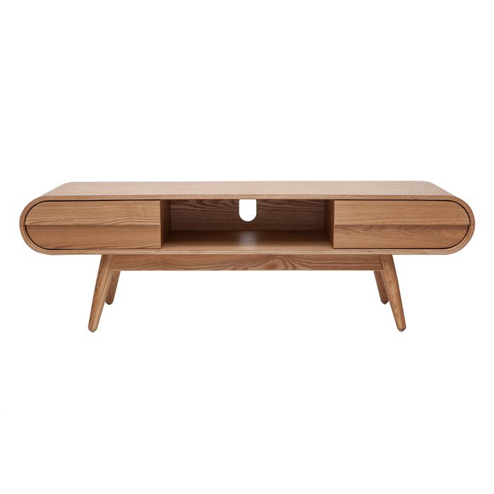 Meuble TV - MILIBOO - BALTIK - L150 cm - 2 tiroirs - Contreplaqué & pieds frêne