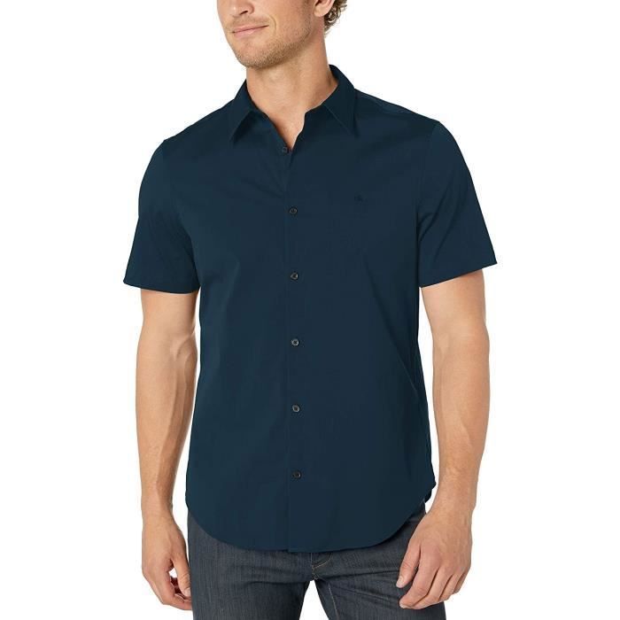 Chemise manches courtes Calvin Klein Oxford Homme bleu foncé - Main Image