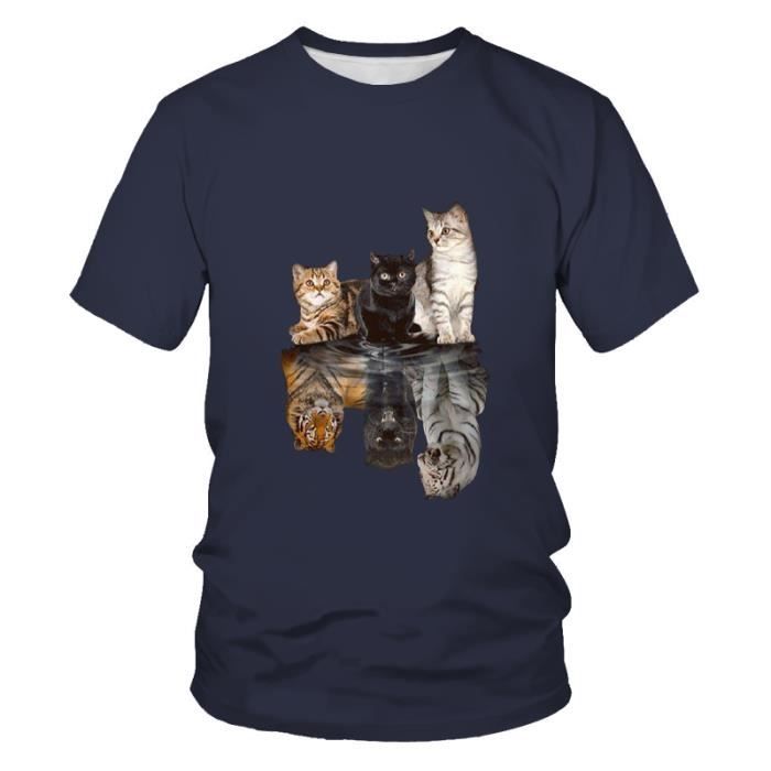 T-shirt Unisexe Pet Lover - Dessin Chat Adopte, Rescue, Foster - Coton - Neuf Avec étiquettes