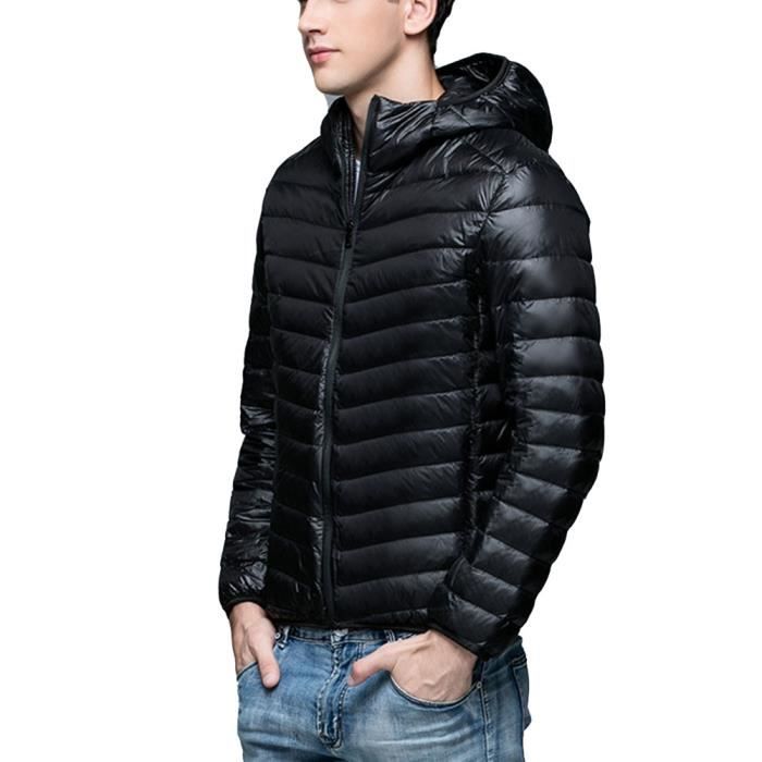 Doudoune MISSMAO Homme Ultra Legere a capuche Legere Matelasse Automne Hiver Noir Noir Cdiscount Pret a Porter
