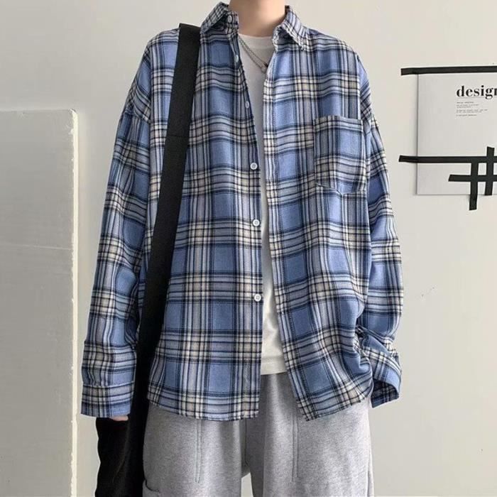 Wanzetaly Chemisier Décontracté Surdimensionné En Flanelle à Manches