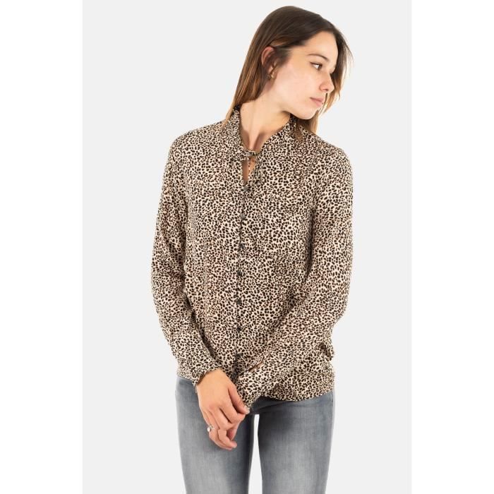 Chemisier Le Temps Des Cerises susan 0117 leopard XS Beige Cdiscount Pret a Porter