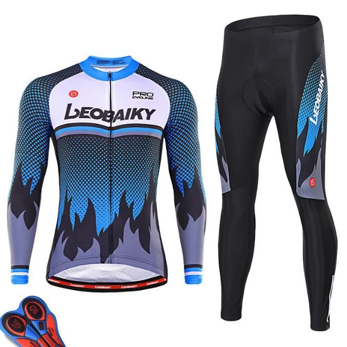 Tenue Cycliste Homme Moxilyn - Maillot Manches Longues + Cuissard Gel 20D