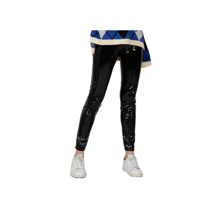 Legging femme effet vinyle noir Molly Bracken coupe slim double en polaire fine Noir Cdiscount Pret a Porter