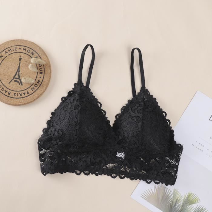 YUANCHNG Soutien-Gorge En Coton Brodé En Dentelle Petite Poitrine Froncée Gros Seins Petit Ensemble De Sous-vêtements Sexuels Réglables En V Profond Froncé
