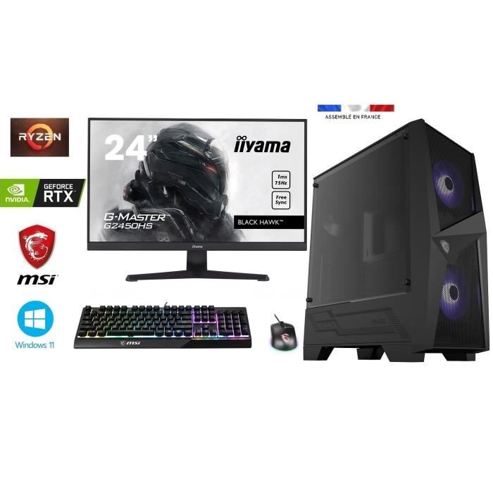 PACK PC Gamer Ryzen 7 5700X - RTX 4070 12GO MSI - 32GO RAM - SSD 1To + HDD 4To - WIFI - MSI Mag Forge 100R - Windows 11