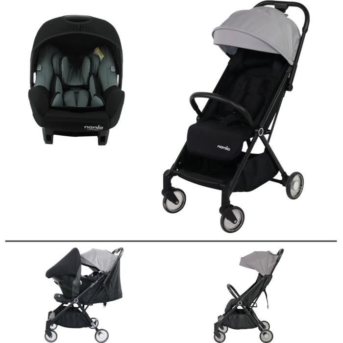 Poussette combinée 2 en 1 NANIA ORLA 0-36 mois - Pliage automatique - Dossier réglable + Siège auto BEONE EVO R129  40-85 cm