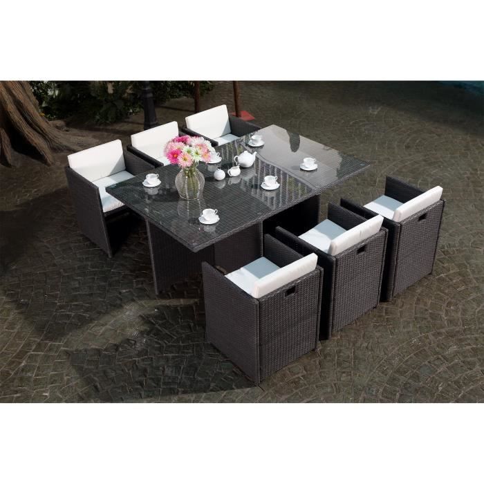 Le Vito Salon Jardin Gris Encastrable En Resine 6 Personnes