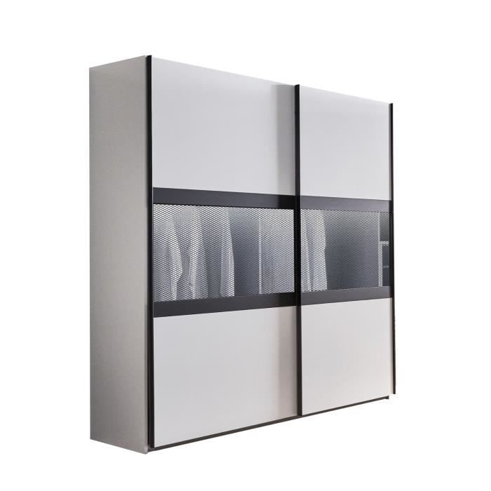 Armoire, placard avec portes coulissantes coloris Blanc, rechampis graphite Longueur 200 x