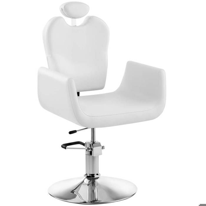 Fauteuil Salon De Coiffure Livorno White Hauteur Reglable Dossier Et Appui De Tete Adaptables 62x64x108cm Cdiscount Maison