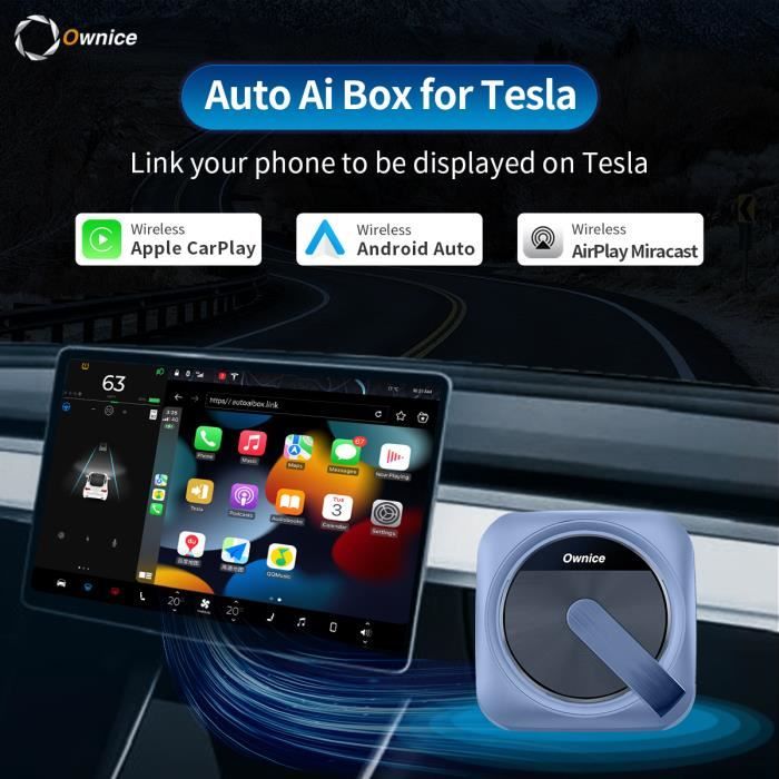 T-Box T3 Pour Tesla modèle 3 Y X S adaptateur CarPlay sans fil lien téléphone AirPlay Android Auto Siri Assistant Smart Ai Box