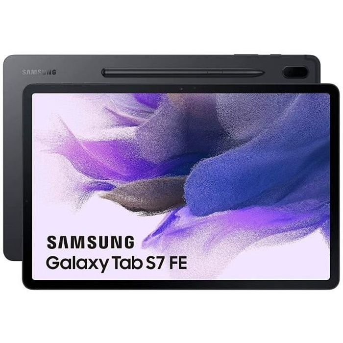 Tablette Samsung Galaxy Tab S7 FE en noir (Mystic Black), écran 12