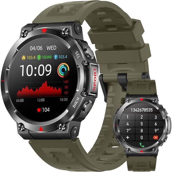 Montre Connectée Betatree 1,32" - Appels, 20 Modes Sport, Monitoring Santé - Compatible Android IOS - Dorée