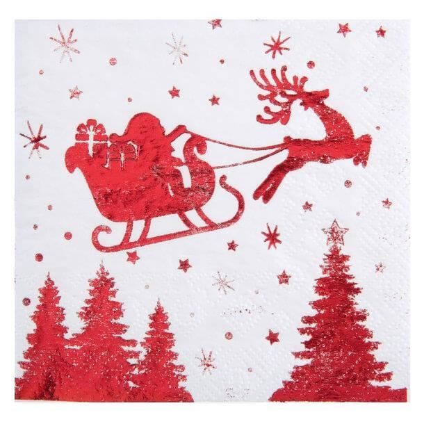 Serviette Cocktail Traineau Du Pere Noel Rouge X20 Ref 5870 Achat Vente Serviette Jetable Serviette Cocktail Traineau Cdiscount