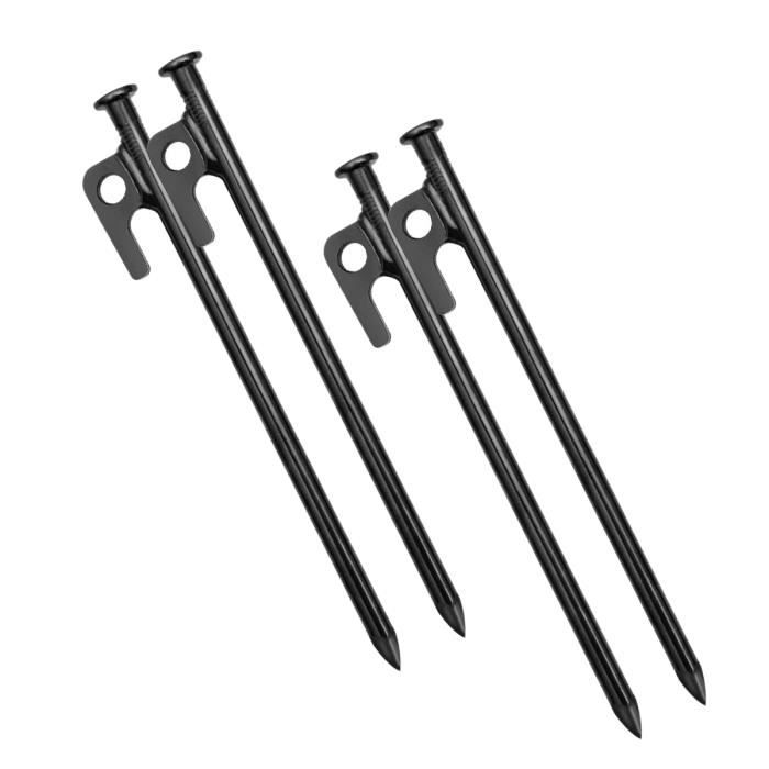 id/éal pour Les terrains normaux et Difficiles piquets Longs et durables avec Monture en Plastique pour Le Camping com-four/® 48x Piquets de Tente en Acier