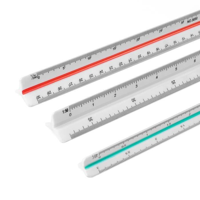 Kit 3 Règles Triangulaires KLEHOPE - Échelles 1/20 à 1/500 Pour Architecture, Dessin Technique