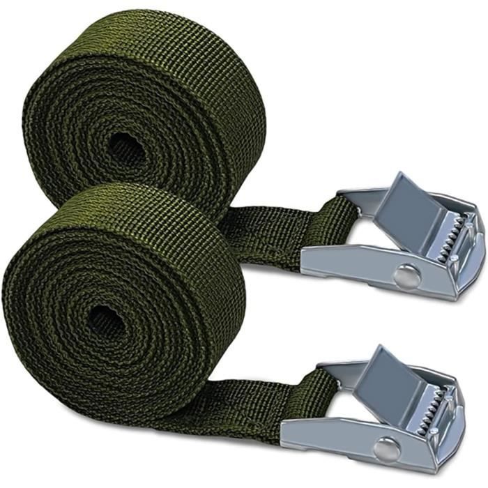 Lot De 2 Sangles à Cliquet Robustes US G.I. Tout Usage - Charge >3500 Lbs, Rupture >10000 Lbs, Neuves, Origine USA