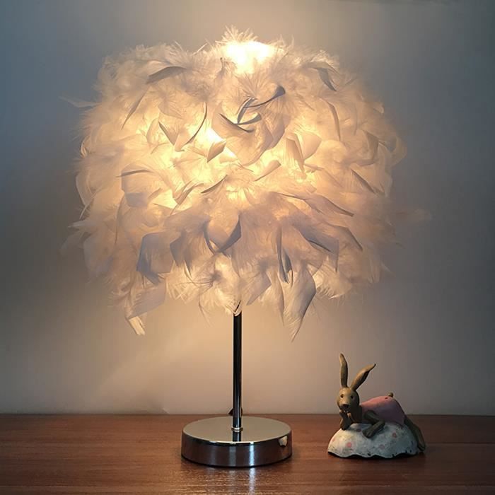 tempsa 220v abat-jour lampe de table plumes chevet élégant chambre bureau décor