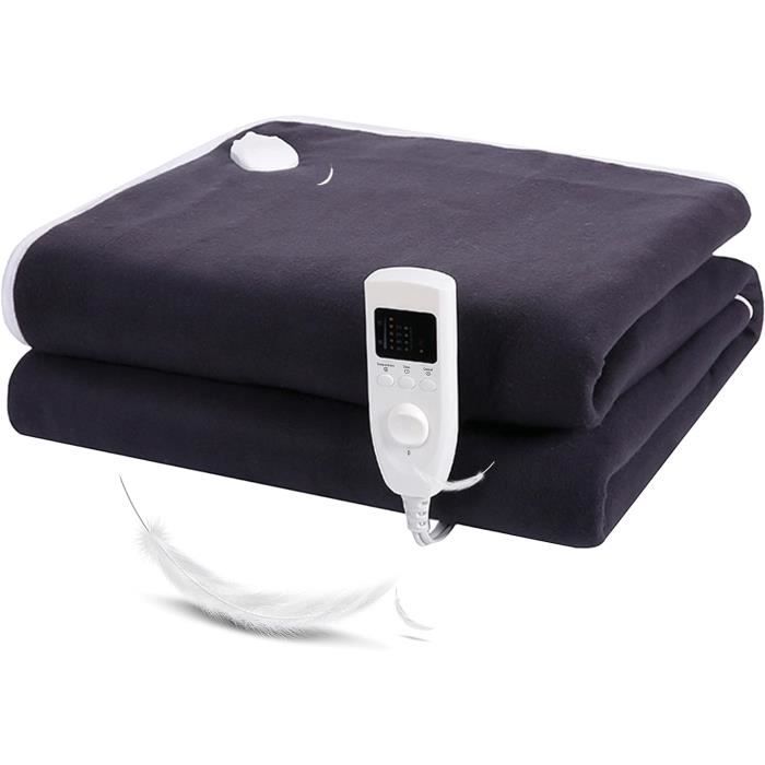 Couverture Chauffante électrique 150x80cm - 5 Niveaux Température - Minuterie 10h - Télécommande - Lavable