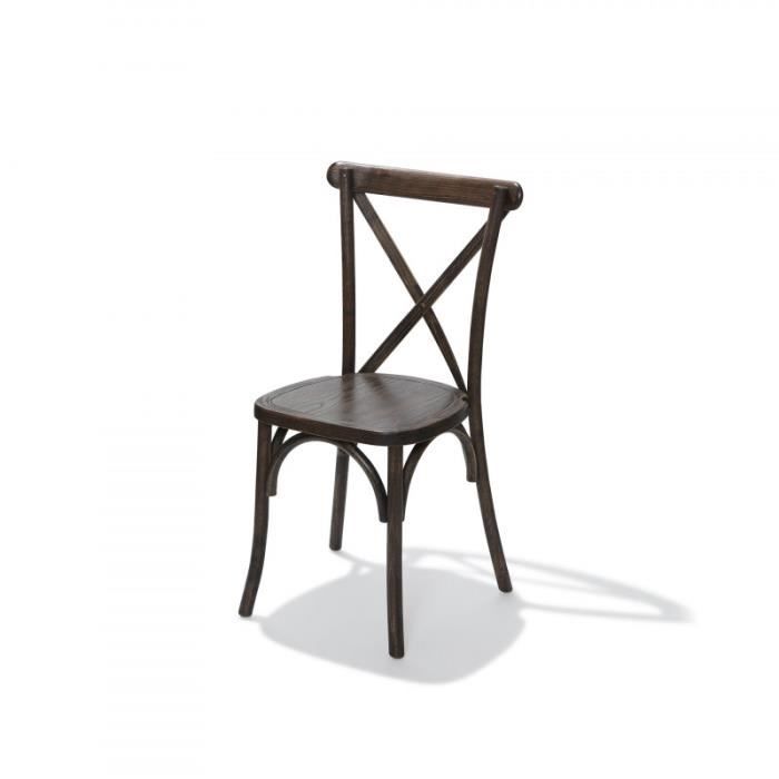 chaise bistrot crossback en bois massif empilable - matériel chr pro - marron foncébois d'hêtre 47 marron foncé