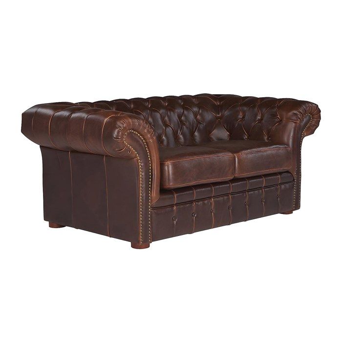 Canapé 2 places chesterfield CLOTAIRE en cuir viei
