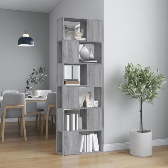 vidaXL Bibliothèque-Séparateur de pièce Sonoma gris 60x24x186 cm 816033