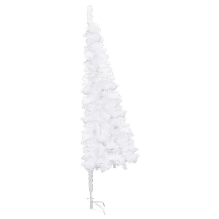 Zerodis Sapin de Noël artificiel d'angle Blanc 210 cm PVC RE388