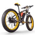 vélo électrique tout terrain, 26" VTT electrique montagne homme, adulte fat bike électrique, Kilométrage environ 80km, TOP012 Jaune-1