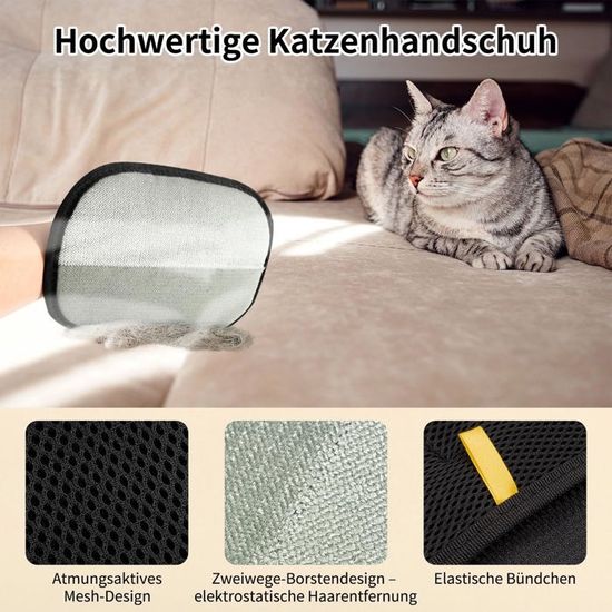 Gants De Toilettage Double Face Pour Chien Et Chat – Anti-poils, Réutilisables, Lavables – Lot De 2